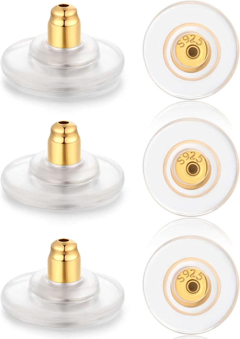 Moconar 12mm Big Earring Backs, 925 Sterling Silve Locking Earring Backs for Studs, Hypoallergenice Secure Earring Backs Replacements for Studs/Droopy Heavy Ears, No-Irritate Earring Backs for Adults - Image 1